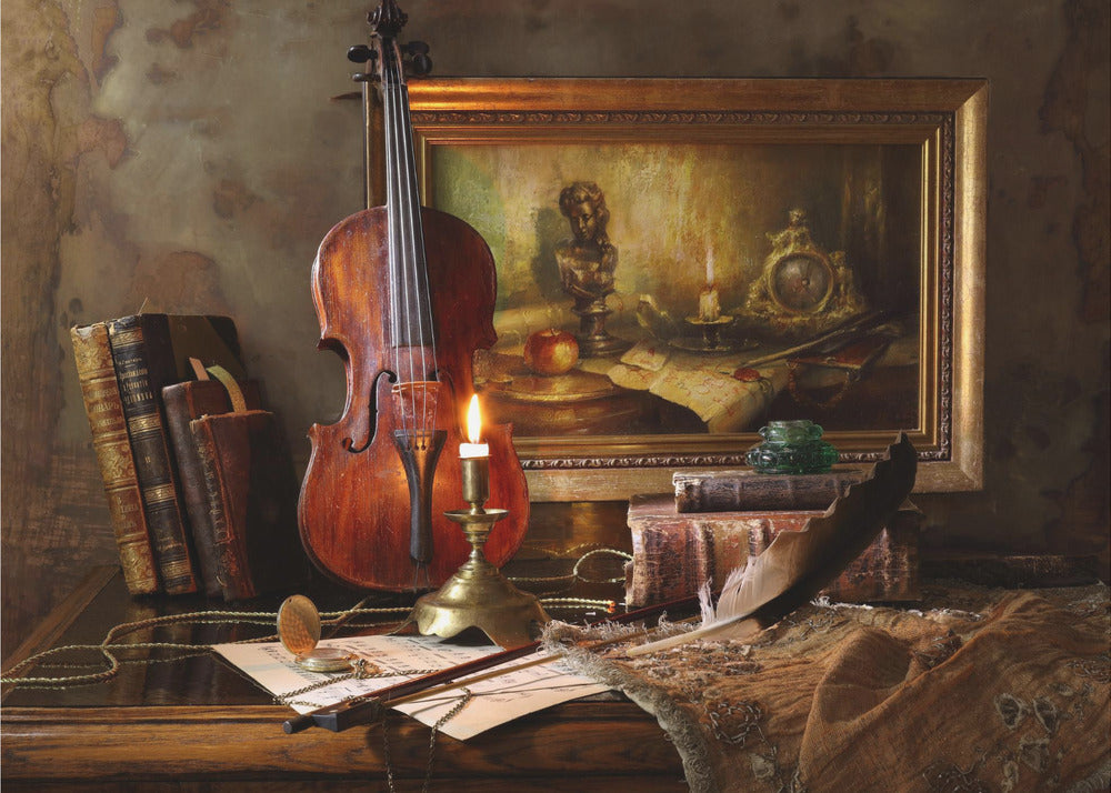 Natura morta con violino e dipinto | Carta da Parati Fotografica