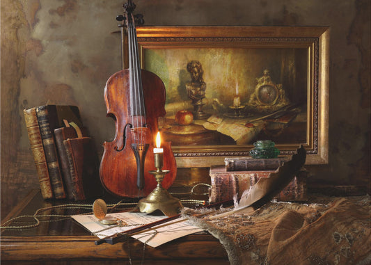 Natura morta con violino e dipinto | Carta da Parati Fotografica