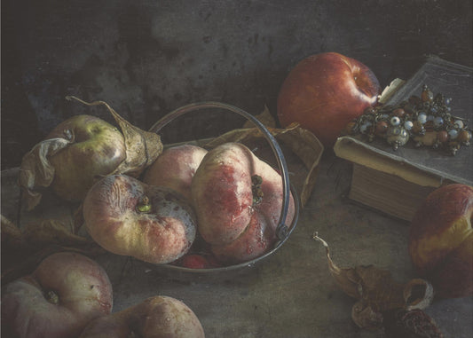Natura morta con libro e pesche | Poster - Stampe d’Arte