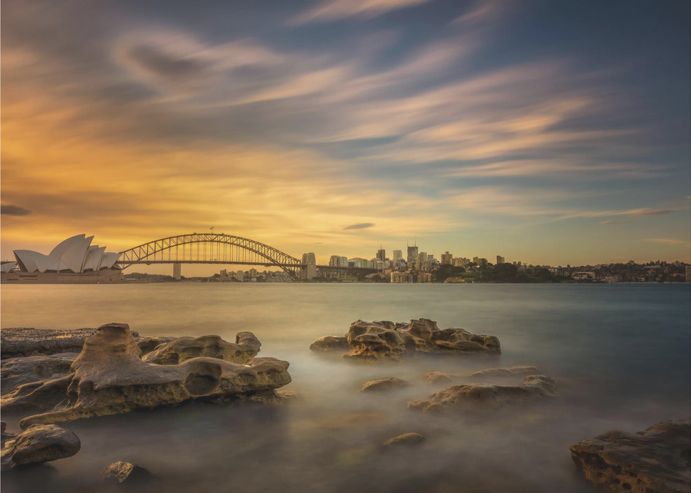 Solnedgang i Sydney Operahus | Fototapeter