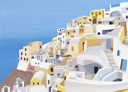 Utsikt over klippene i Santorini, Hellas av kunstneren Carla Daly | Lerretsbilder