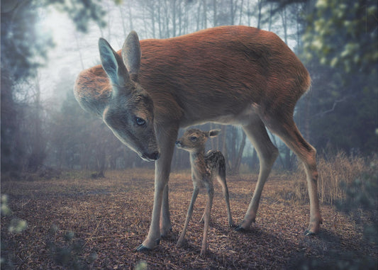 Madre e cerbiatto | Carta da Parati Fotografica