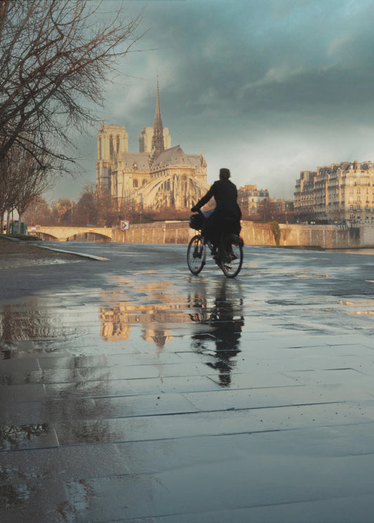 Notre Dame and cyclist | Canvas