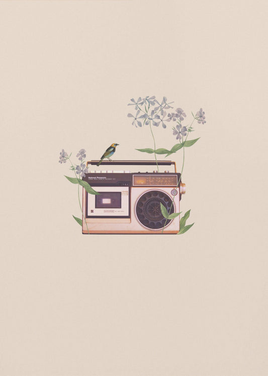 Blomster vintage radio | Lærredsbilleder
