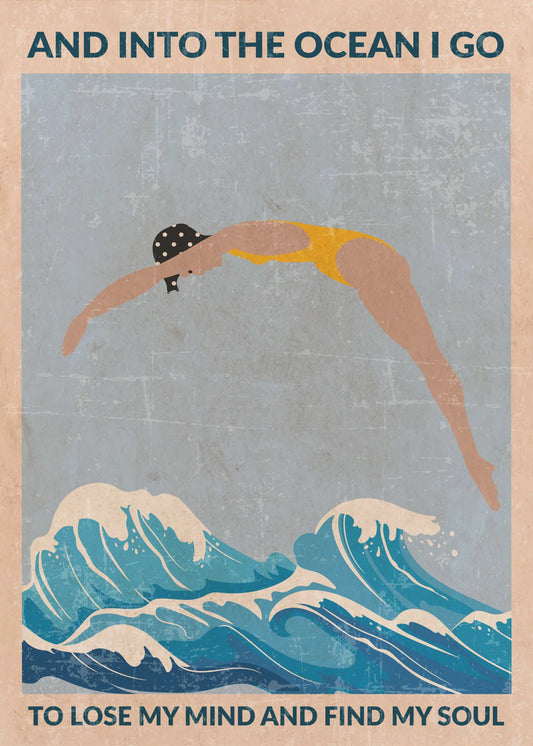 Into the Ocean (blue) Standard Wall Art | Poster