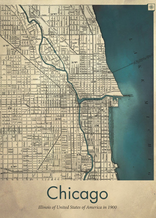 Kart over Chicago | Lerretsbilder