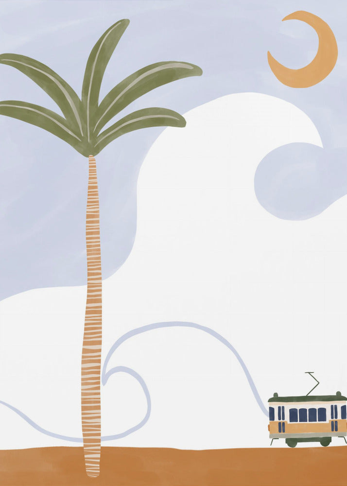 Petit Tram sur la plage | Tableaux sur Toile