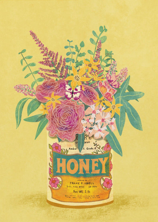Bloemen in een vintage honingblik | Canvasprints