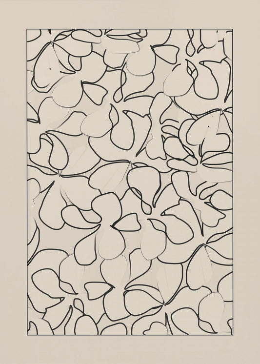 Sömlöst mönster av konturerade blommor | Canvas