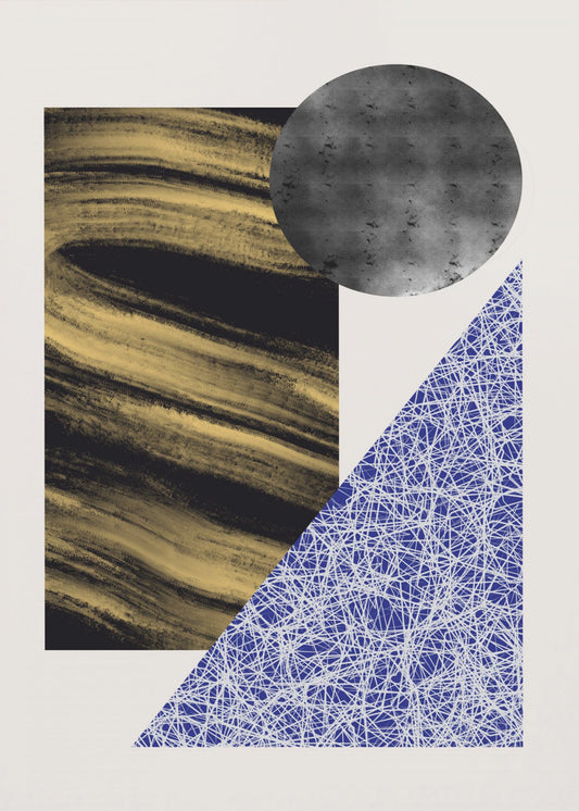 Geometrische Formen mit einer schwarz-goldenen Textur | Poster