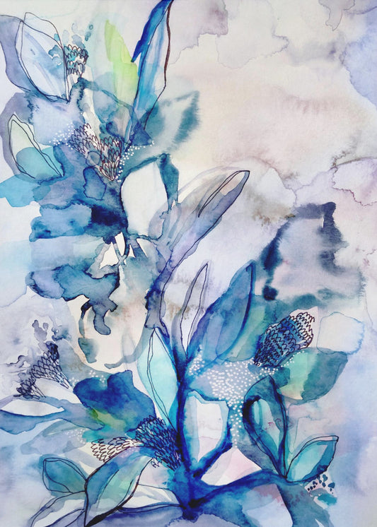 Aqua Floral | Canvastaulut