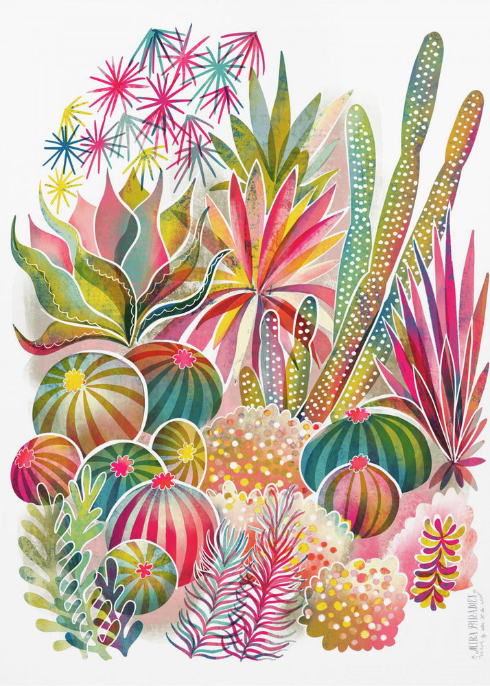 Blommande suckulenter och kaktusar | Canvas