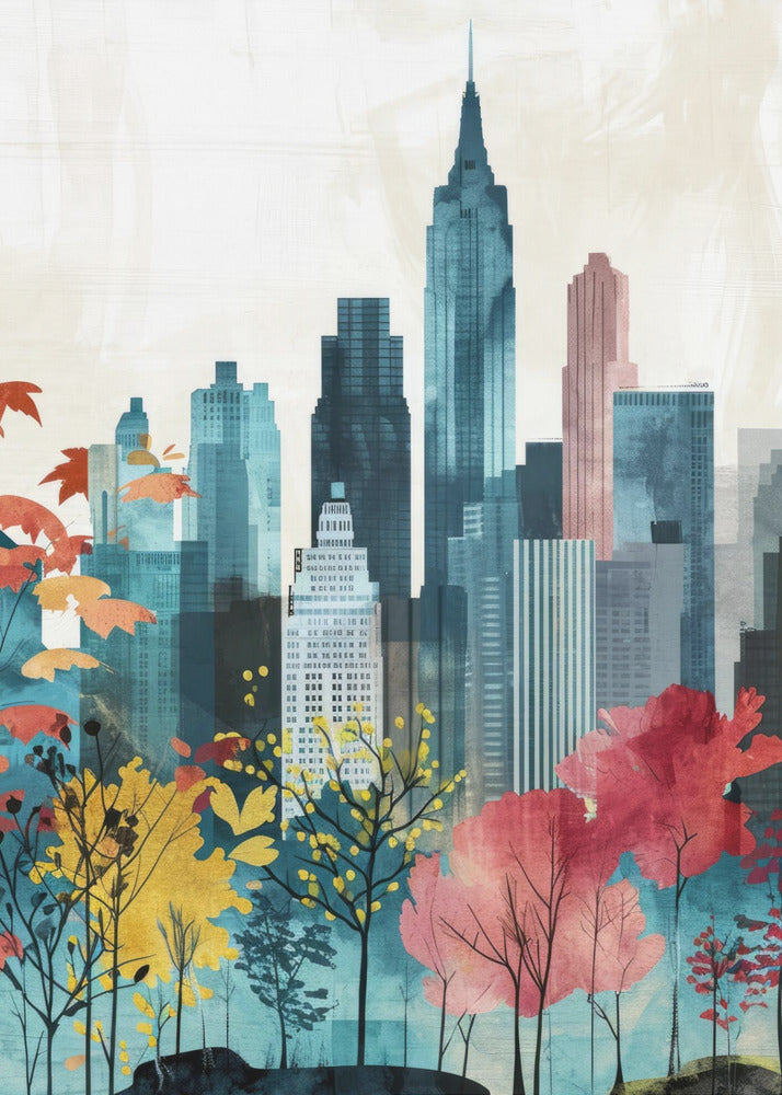 Pittura digitale ad acquerello di New York City (1) | Stampe su Tela