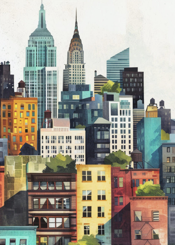 Pittura digitale ad acquerello di New York City (2) | Stampe su Tela