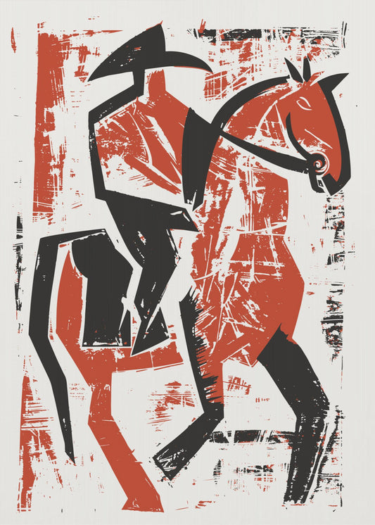 Jinete de caballo abstracto | Impresiones en Lienzo
