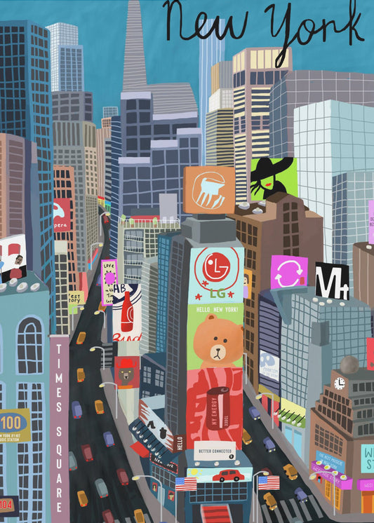 Times Square, New York Illustratie door kunstenaar Carla Daly | Canvasprints