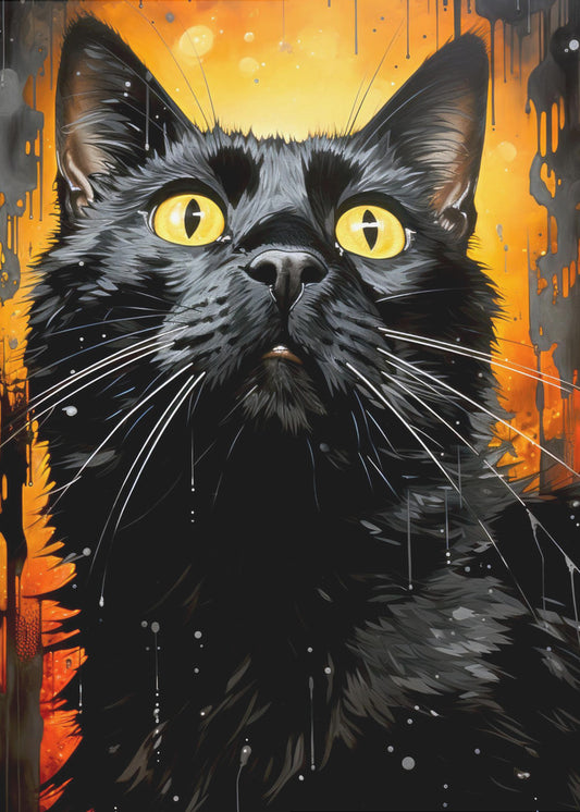 Black Cat  Adam Watercolor Animal Art | Poster