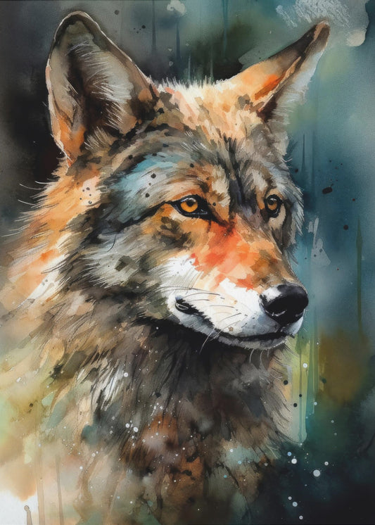 Wolf Watercolor Animal Art | Poster
