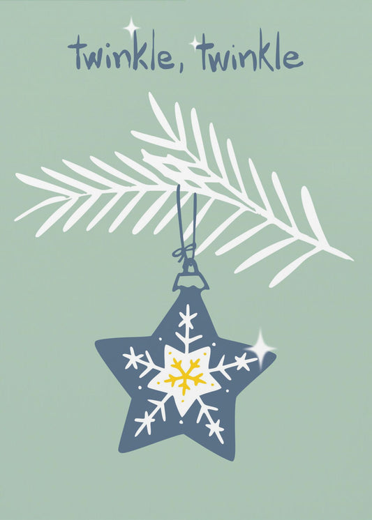 Cheerful twinkle Christmas star mint | Poster