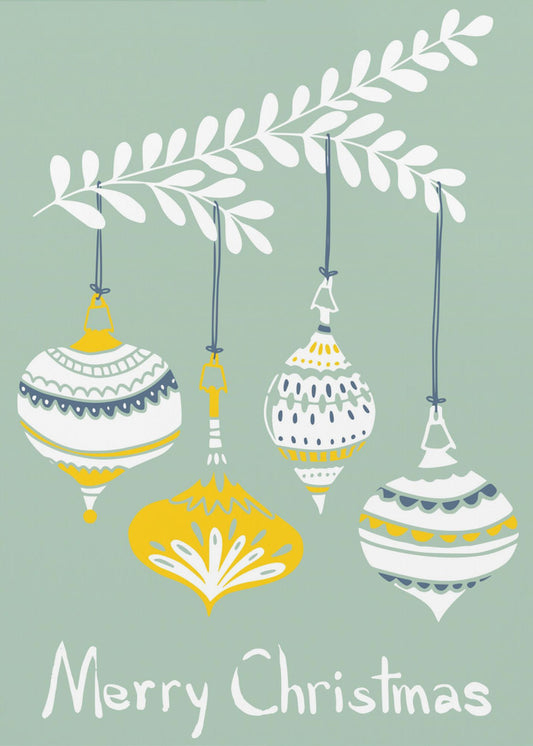 Glada små julgranskulor mintgrön | Poster