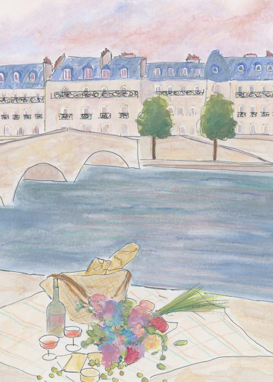 Paris Picnic At the Seine | Poster