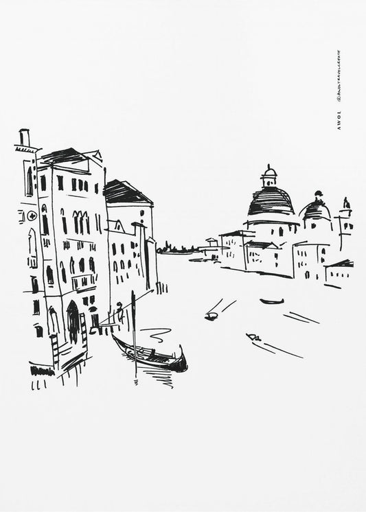 Wydruk artystyczny z Wenecji z gondolami i bazyliką na Canal Grande, Włochy, sztuka ścienna | Wydruki na łótnie