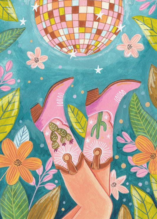 Bottes de cow-boy et boule disco | Posters - Affiche Artistique