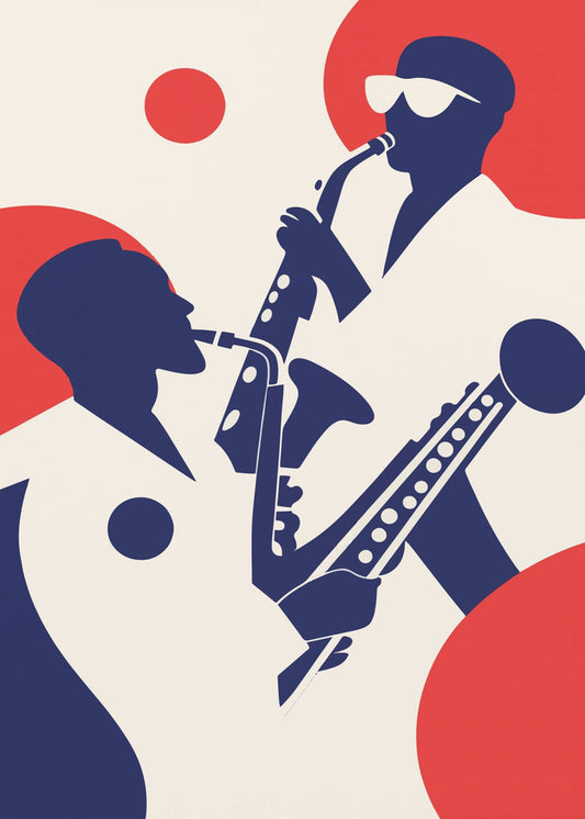Silhouettes of Musicians Playing Saxophones | Canvas