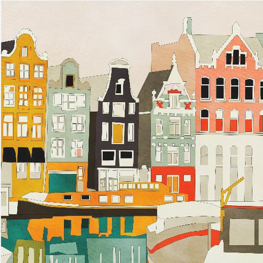 Amsterdam houses with ships, view 1 | Poster