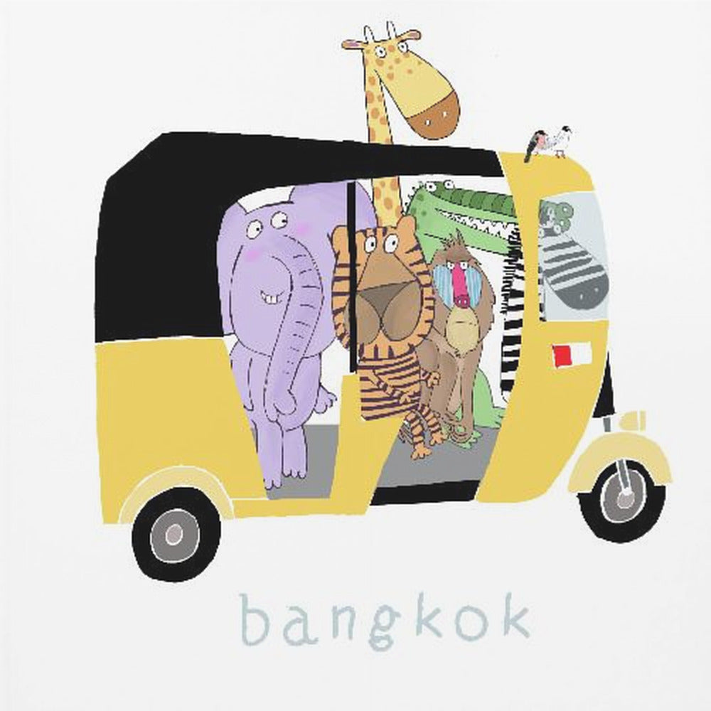 Dschungeltiere machen eine Fahrt in einem Bangkok Tuk Tuk von Carla Daly | Leinwand-Bilder